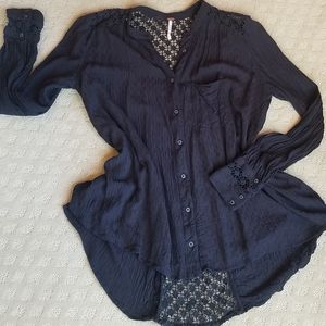 Free People flowy detailed button down
